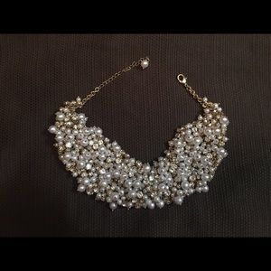 Pearl and rhinestone beaded necklace
